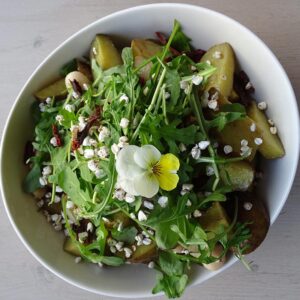 Pellkartoffelsalat mit Kräuteröl vegan